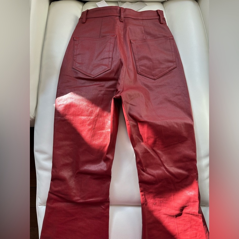 NWT Rick Owens Bolan High-rise coated Denim Jeans Cardinal Red Size 25 Burgundy - Picture 7 of 11